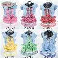 Checked Design Tutu Dog Apparel Denim Princess Cat Dog Bridal Wedding Clothes Dress For Pet Cat Puppy Dog